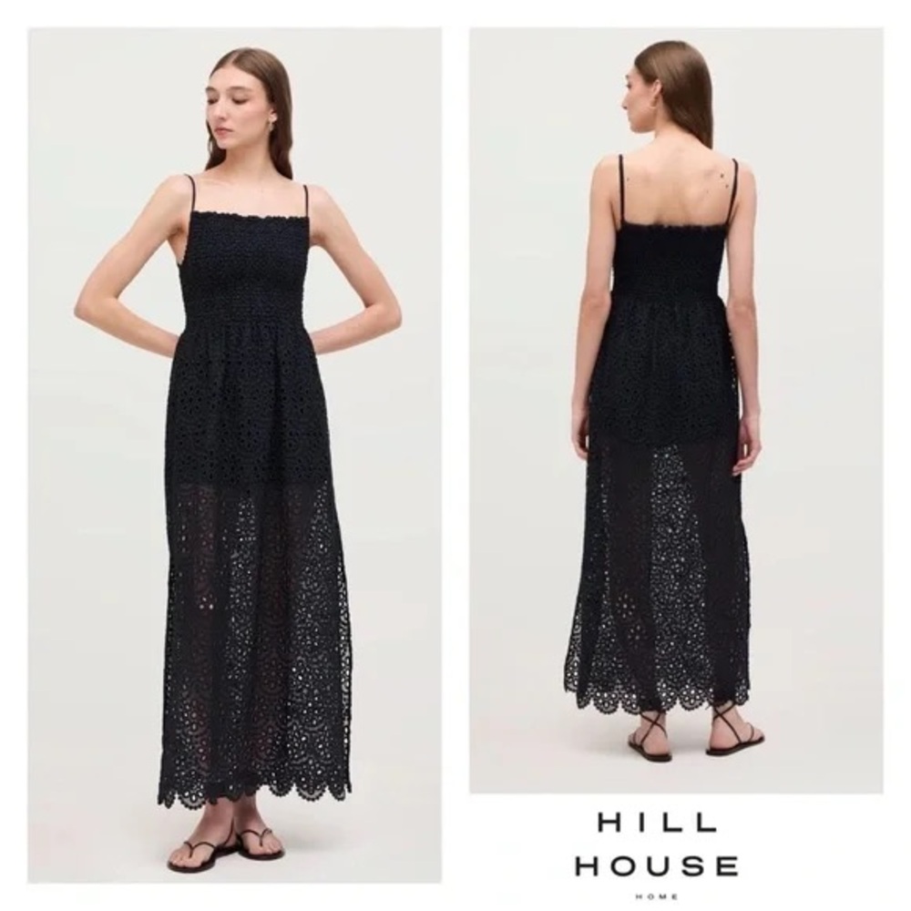 Hill House Home Scallop Lace Maxi Dress Sz S Black